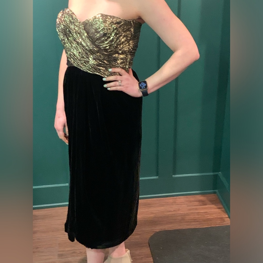 Albert Nipon Vintage 80s Metallic And Velvet Dress - image 4